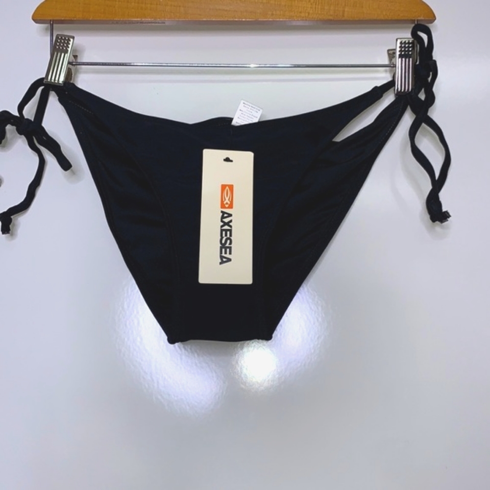 NWT AXESEA Black Tie Swimsuit Bikini Bottoms